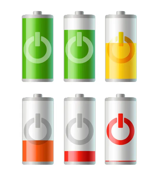 Battery icons with level of charging — Stock Vector