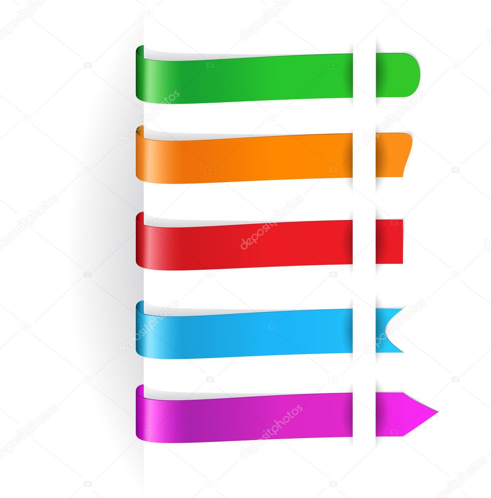 Set of vector horizontal multicolored paper tags for any items