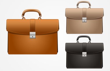 Set of vector multicolored business briefcase clipart