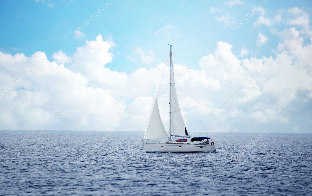 Sailing boat in the wind