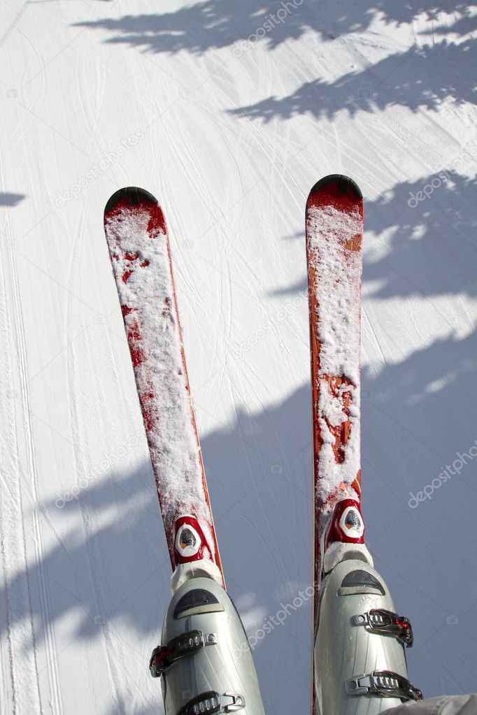 Ski and snow background