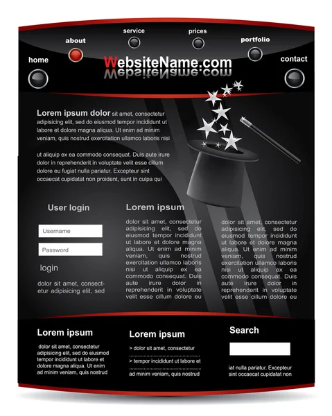 Modelo de site preto editável legal — Vetor de Stock