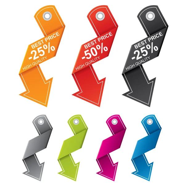 Arrow shaped vector price tags — Stock Vector