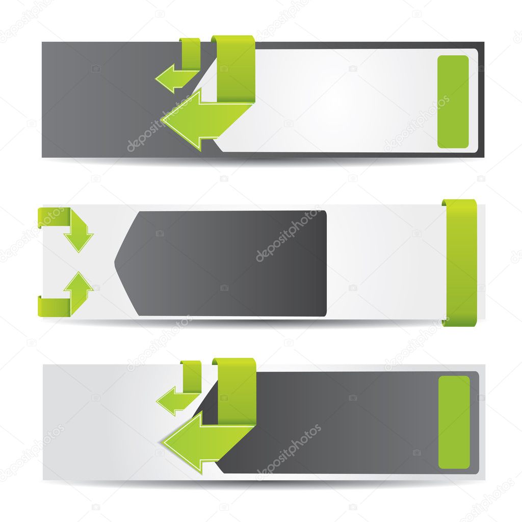Web style horizontal banner set with labels and arrows