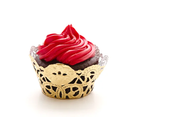 Röd frostat cupcake — Stockfoto