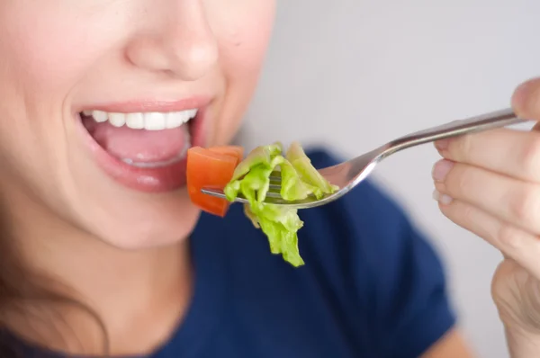 Salat essen Stockbild
