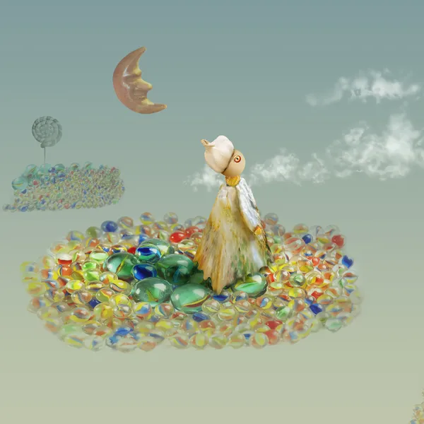 Increíbles manivelas divertidas en perlas de vidrio flotando en el cielo — Foto de Stock