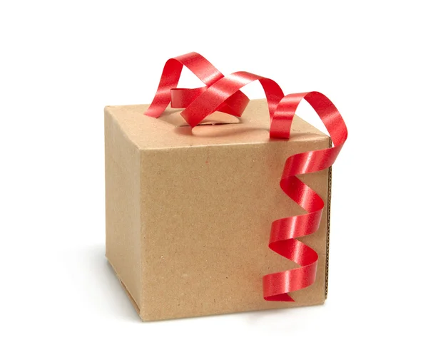 Gift Box whits red ribbon — Stock Photo, Image