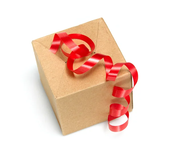 Gift Box whits red ribbon — Stock Photo, Image