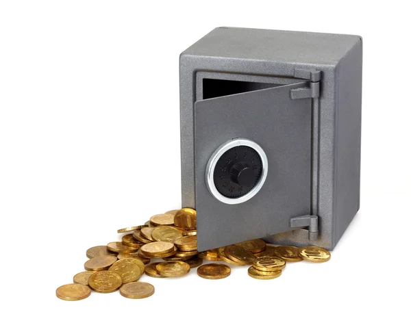 Abrir cofre com moedas — Fotografia de Stock