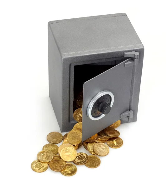 Open safe with coins — Stock Photo, Image