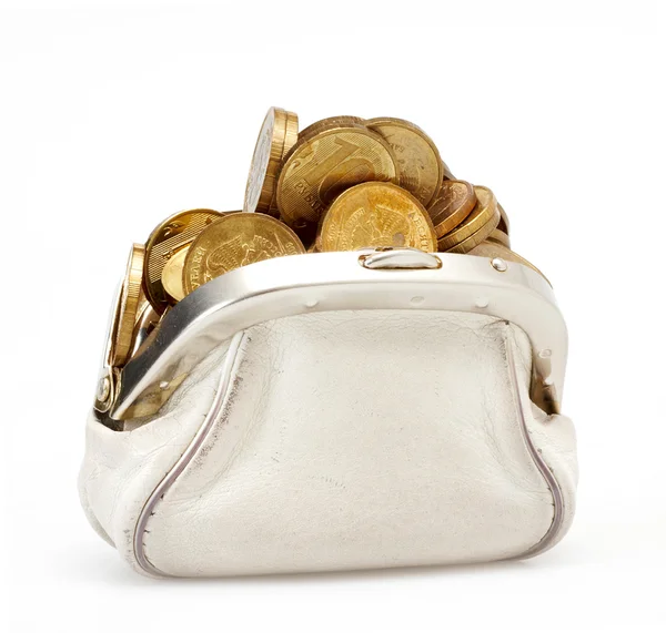 Open purse with gold coins — Stock Photo, Image