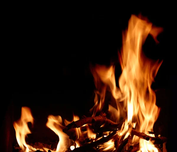 Flame of a fire at night — Stock Photo, Image