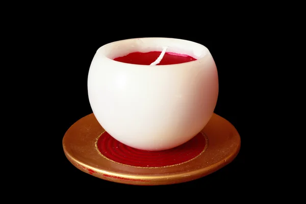 Beautiful candle isolated on black background — Stock Photo, Image