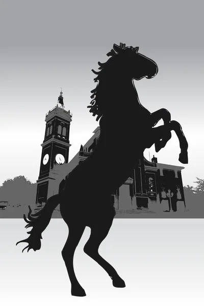 Graphic illustration in monochromatic representation of a black horse — Stock Vector