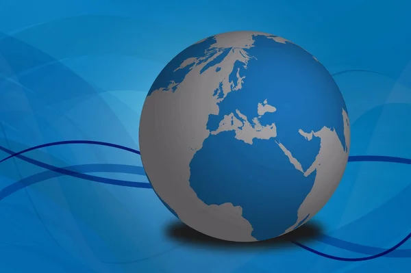 Mondo globo su astratto sfondo blu — Vettoriale Stock