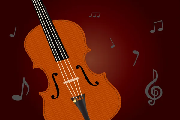 Grafisk illustration av gamla viola med musiknoter — Stock vektor