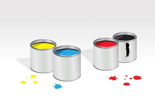 Grafische Illustration von vier Farbbehältern — Stockvektor