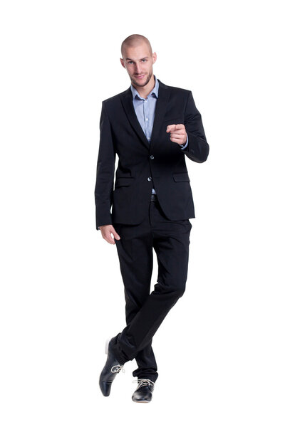 Confident young businessman emotional