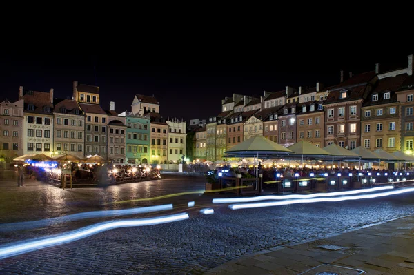 Night panorama of Old Town in Warsaw — Stock Photo, Image