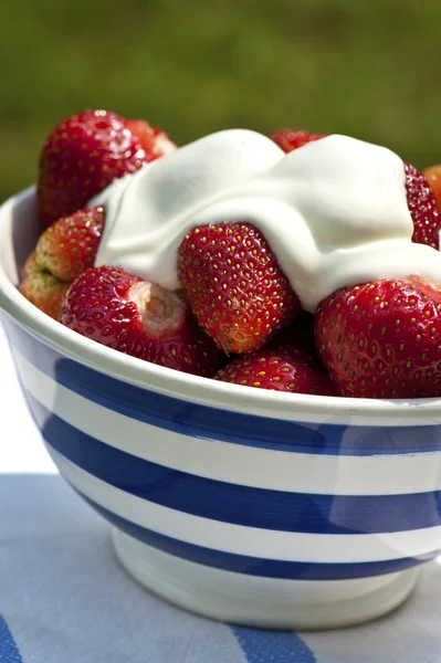 Fresh strawberries in a bowl — Stock Photo, Image