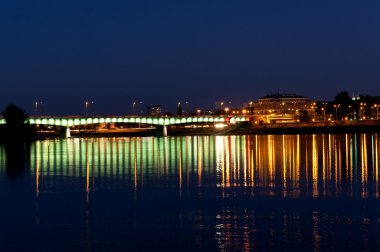 Warsaw panorama during the night clipart