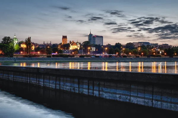 Warszawa panorama med solnedgången — Stockfoto
