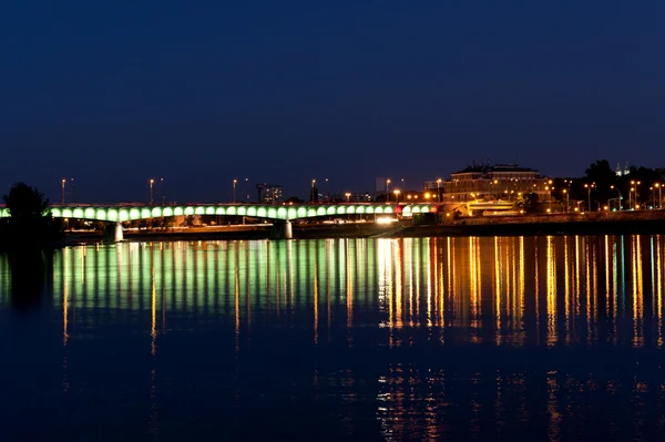 Varšava panorama v noci — Stock fotografie