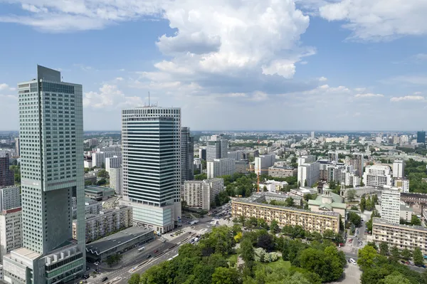 Panorama av Warszawa by – stockfoto