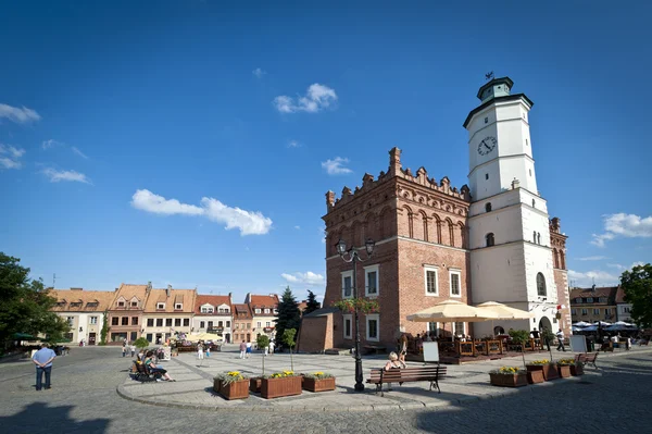 桑多梅日，波兰在旧镇的全景 — 图库照片