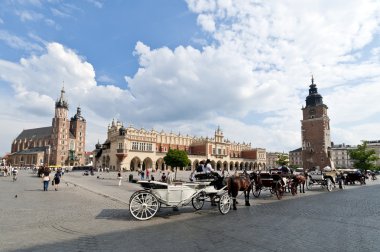 Old Town square in Krakow, Poland clipart
