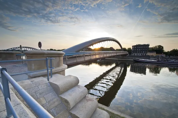 Modern footbridge in Krakow, Poland — Stock Photo, Image