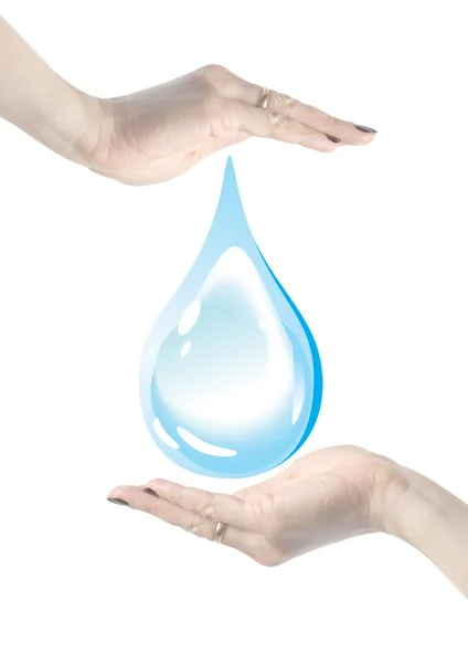 水滴、環境保護を保持している手 — ストック写真