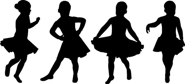 Vector silhouet meisje dansen geïsoleerd op witte achtergrond — Stockvector