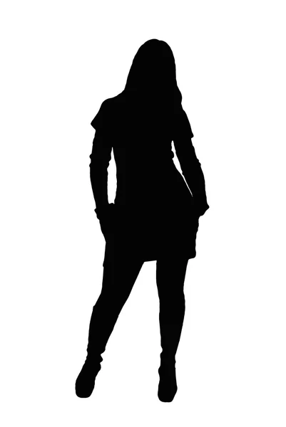 Vector silhouette posing girl isolated on white — Stock Vector