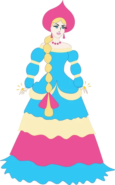 stock vector Russian princess - cartoon illustration of a beautiful girl