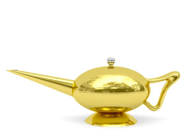 Gyllene Aladdins lampa omhändertas horisontellt — Stockfoto