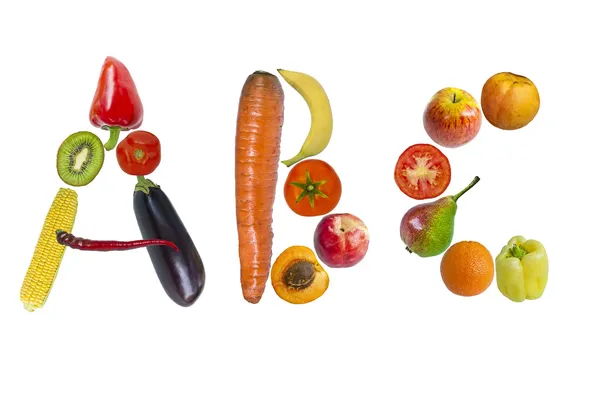 Cartas ABC de frutas e legumes — Fotografia de Stock