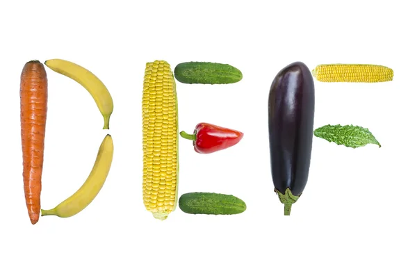 Letters DEF from fruits and vegetables — Stock Photo, Image