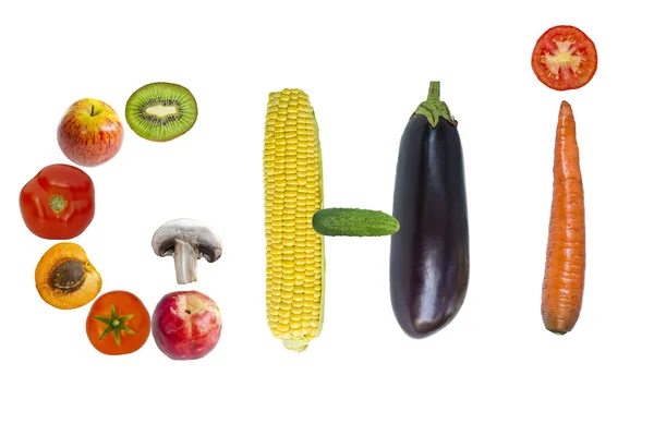 Briefe aus Obst und Gemüse — Stockfoto
