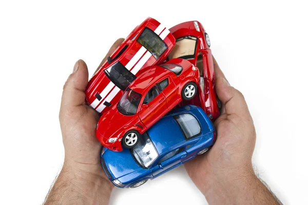 Autók-férfi kezében — Stock Fotó