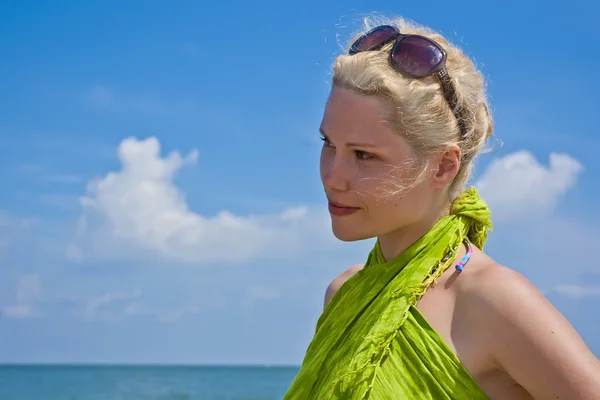 stock image Young women looking on the sea