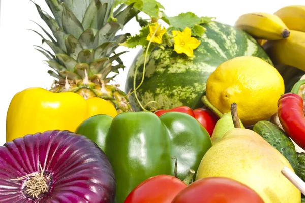 A csoport a zöldségek és gyümölcsök — Stock Fotó