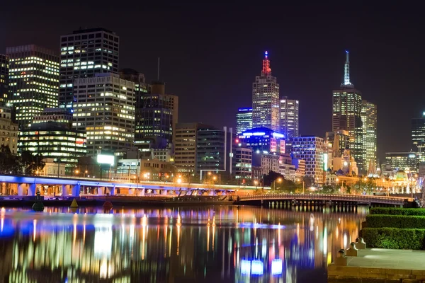 Melbourne in de nacht, Australië — Stockfoto