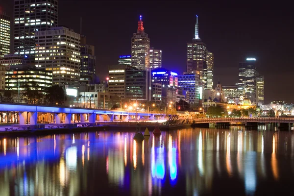 Melbourne in de nacht, Australië — Stockfoto