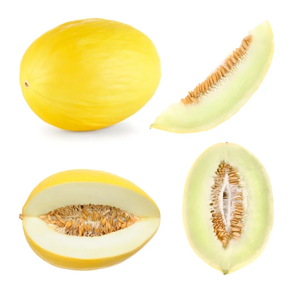 Honeydew melon cut in 4 different shapes — Stock Photo, Image