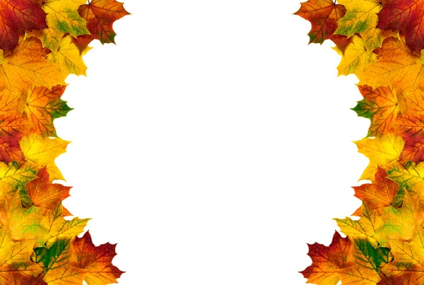 Round border composed of autumn leaves — Stock Photo, Image