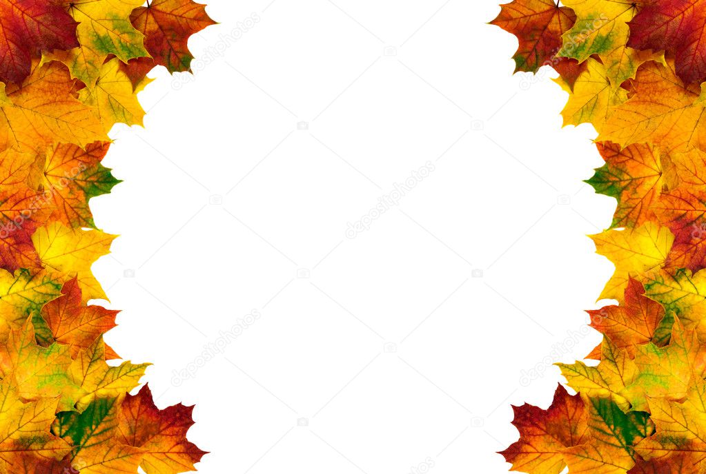 Round border composed of autumn leaves