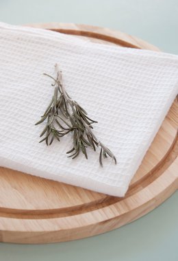 Rosemary on the white towel