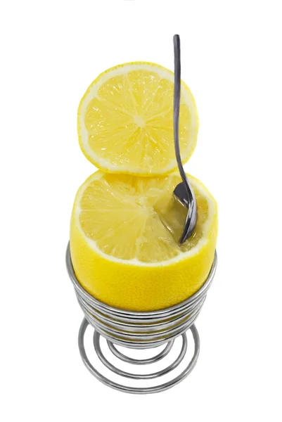 Здоровый завтрак - лимон против яйца — стоковое фото